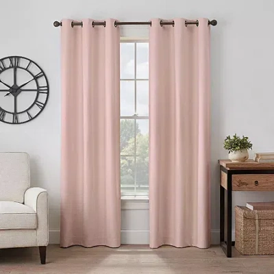 Eclipse Gabriella Grommet Top Energy Saving 100% Blackout Single Curtain Panel In Pink