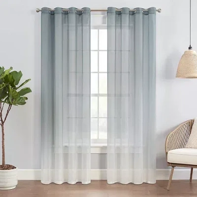 Eclipse Indus Grommet Top Light-filtering Set Of 2 Curtain Panel In Blue
