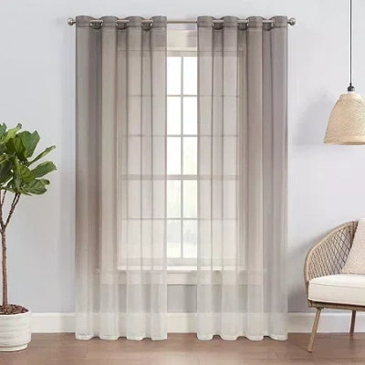 Eclipse Indus Grommet Top Light-filtering Set Of 2 Curtain Panel In Gray