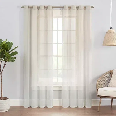 Eclipse Indus Grommet Top Light-filtering Set Of 2 Curtain Panel In White