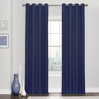Eclipse Kingston Grommet Top Energy Saving Blackout Single Curtain Panel In Blue