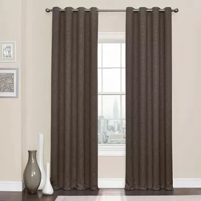 Eclipse Kingston Grommet Top Energy Saving Blackout Single Curtain Panel In Brown
