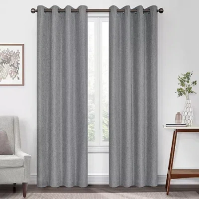 Eclipse Kira Grommet Top Blackout Single Curtain Panel In Gray