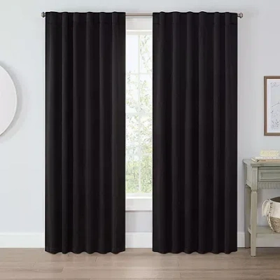 Eclipse Lambert Rod Pocket Light-filtering Set Of 2 Curtain Panel In Black