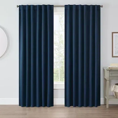 Eclipse Lambert Rod Pocket Light-filtering Set Of 2 Curtain Panel In Blue