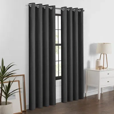 Eclipse Larissa Solid Grommet Curtain (single Panel) In Onyx