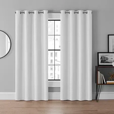 Eclipse Lawson Grommet Top Energy Saving Blackout Single Curtain Panel In White