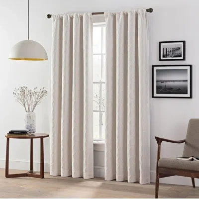 Eclipse Lollie Geometric Blackout Thermal Rod Pocket Curtain Panels In Neutral