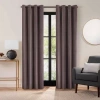 Eclipse Luxury Cotton Velvet Grommet Top Energy Saving 100% Blackout Single Curtain Panel In Brown