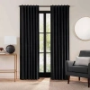 Eclipse Luxury Cotton Velvet Rod Pocket Back Tab Energy Saving 100% Blackout Single Curtain Panel In Black
