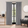 Eclipse Luxury Cotton Velvet Rod Pocket Back Tab Energy Saving 100% Blackout Single Curtain Panel In Gray