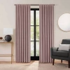 Eclipse Luxury Cotton Velvet Rod Pocket Back Tab Energy Saving 100% Blackout Single Curtain Panel In Pink
