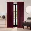 Eclipse Luxury Cotton Velvet Rod Pocket Back Tab Energy Saving 100% Blackout Single Curtain Panel In Red