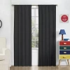 Eclipse Macklin Rod Pocket Energy Saving Blackout Single Curtain Panel In Black