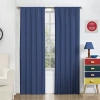 Eclipse Macklin Rod Pocket Energy Saving Blackout Single Curtain Panel In Blue