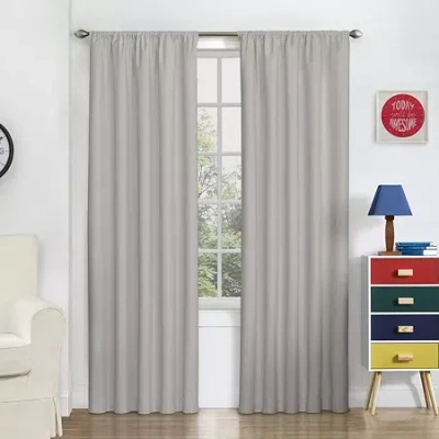 Eclipse Macklin Rod Pocket Energy Saving Blackout Single Curtain Panel In Gray