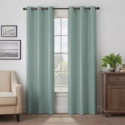 Eclipse Martina Grommet Top 100% Blackout Single Curtain Panel In Blue