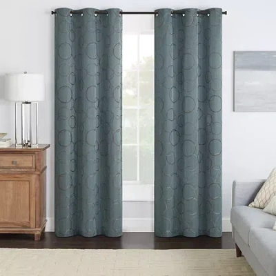 Eclipse Meridian Grommet Top Blackout Single Curtain Panel In Blue