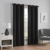 Eclipse Microfiber Blackout Grommet Curtains, Solid Thermaback Window Curtains In Black