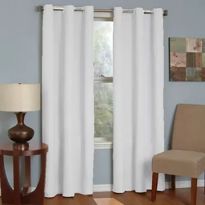 Eclipse Microfiber Grommet Top Energy Saving Blackout Single Curtain Panel In White