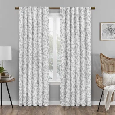 Eclipse Nora Botanical Print Absolute Zero Blackout Window Panel In White