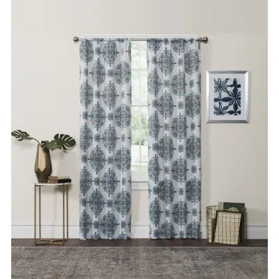 Eclipse Olivia Room Darkening Thermaweave, Rod Pocket Window Curtain Panel In Aqua