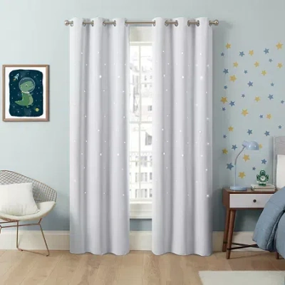 Eclipse Shooting Star Grommet Top Light-filtering Set Of 2 Curtain Panel In White