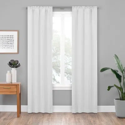 Eclipse Solid Blackout Thermal Rod Pocket Curtain Panels In White