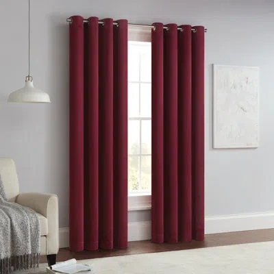 Eclipse Solid Thermapanel Grommet Energy Saving Room Darkening Curtain Panel In Merlot