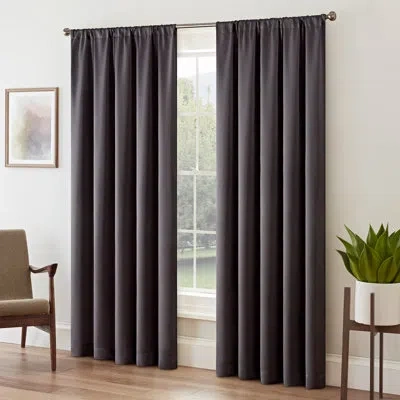 Eclipse Tricia Solid Curtain Panel, Room Darkening Rod Pocket Curtain Thermapanel (1 Panel) In Gray