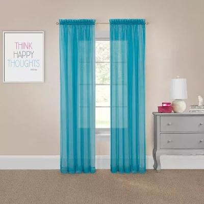 Eclipse Victoria Voile Rod Pocket Sheer Set Of 2 Curtain Panel In Blue