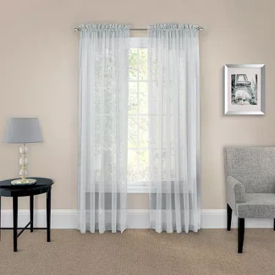 Eclipse Victoria Voile Rod Pocket Sheer Set Of 2 Curtain Panel In Gray