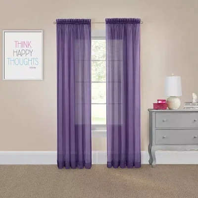 Eclipse Victoria Voile Rod Pocket Sheer Set Of 2 Curtain Panel In Purple