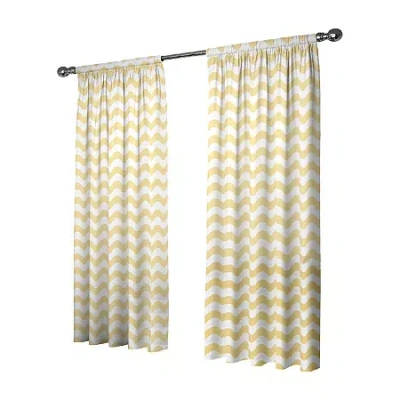 Eclipse Wavy Chevron Rod Pocket Energy Saving Blackout Single Curtain Panel In Yellow