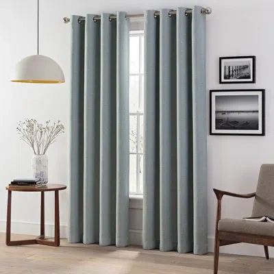 Eclipse Wyckoff Blackout Thermaweave, Grommet Window Curtain Panel Pair In Spa