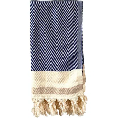 Eco Hilana Pipa Sustainable Hand-loomed Throw Blanket In Blue