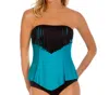 Eco Swim Eco Loop Fringe Tankini Top In Teal In Blue