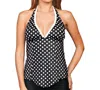 Eco Swim Halter Tankini Top In Eco Pearl Dot In Black