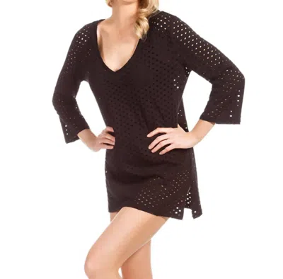 Eco Swim Jacquard 3/4 Sleeve Tunic In Eco Black