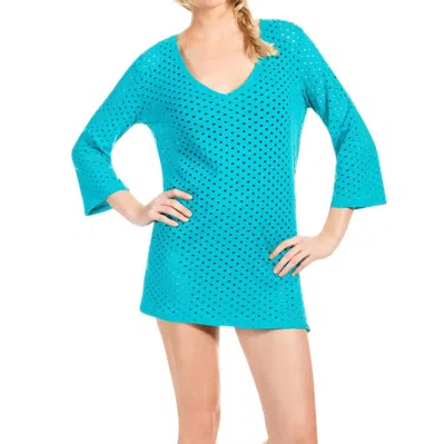 Eco Swim Jacquard 3/4 Sleeve Tunic In Eco Surf In Blue