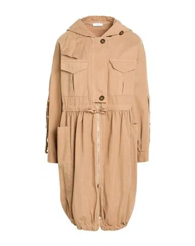 Eco Woman Overcoat & Trench Coat Camel Size 6 Cotton In Brown