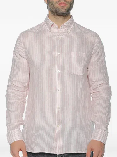 Ecoalf Adan Striped Linen Shirt In Pink