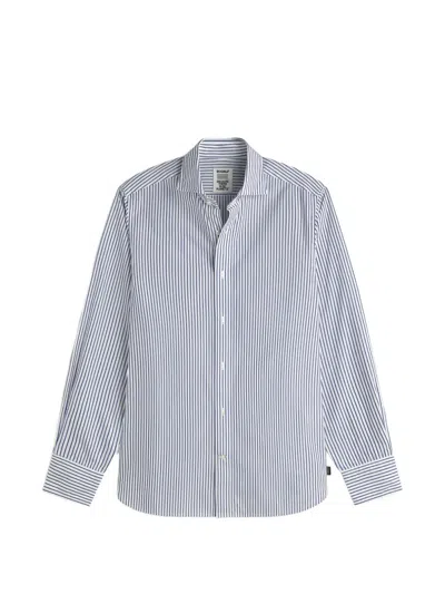 Ecoalf Alfredo Vertical-stripe Long-sleeve Shirt In Blue