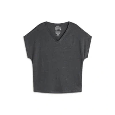 Ecoalf Arenda V Neck Linen T Shirt In Black