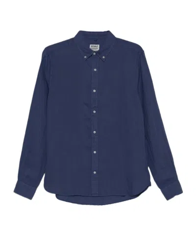 Ecoalf Button-down Long-sleeve Shirt In Blue