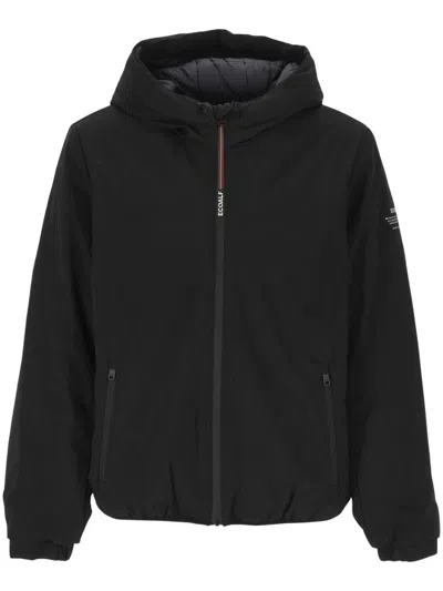 Ecoalf Cartes Hooded Logo-print Jacket In Black