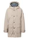Ecoalf Hooded Buttoned Coat In Neutral