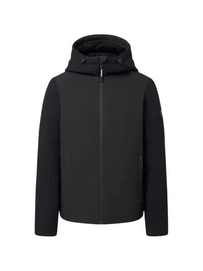 Ecoalf Hooded Panelled Jacket In Black