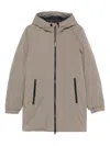 Ecoalf Hooded Zip-front Jacket In Brown