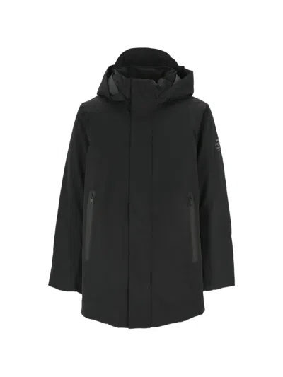 Ecoalf Hooded Zip-up Jacket In Black